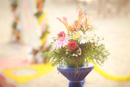 fresh beautiful flowers bouquet on indian weddingの写真素材
