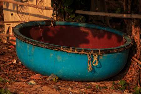 closeup of the old wooden boatの写真素材