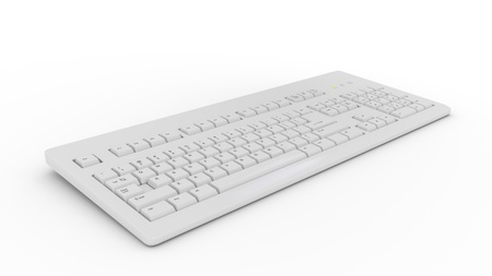Computer keyboard in white color on white backgroundの写真素材