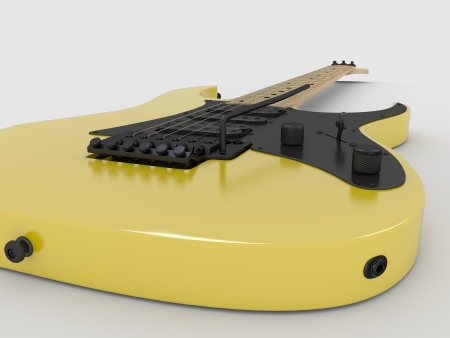 Electric guitar, logo removed, on white backgroundの写真素材