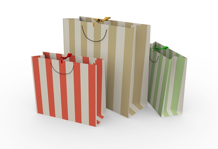 Shopping bags on white backgroundの写真素材