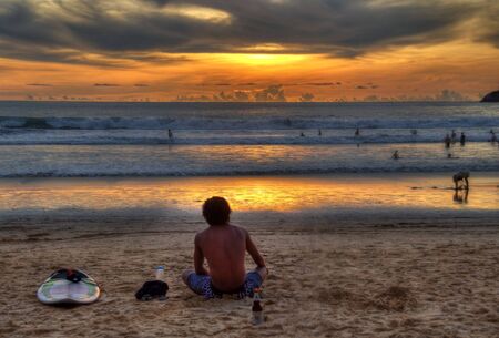 surfer relaxing after competition quiksilver 2010 september Phuketのeditorial素材