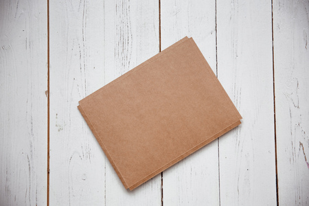 Top view of envelope and blank greeting card