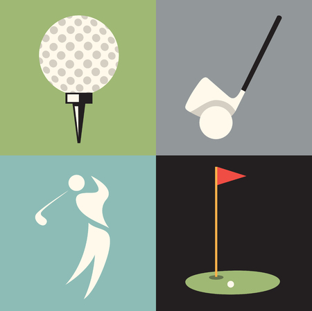 A Vector flat illustration, icon set of golf.のイラスト素材