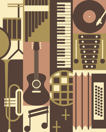 Vector music background, icon setのイラスト素材