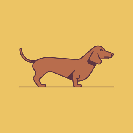 Dog Dachshund, vector illustration, iconのイラスト素材