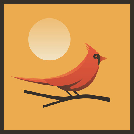 Vector Red Cardinal illustration, iconのイラスト素材