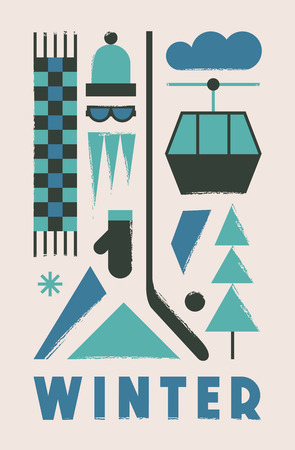 Vector illustration icon set of winter, posterのイラスト素材