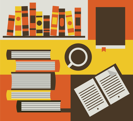 Vector flat illustration, icon set of bookのイラスト素材