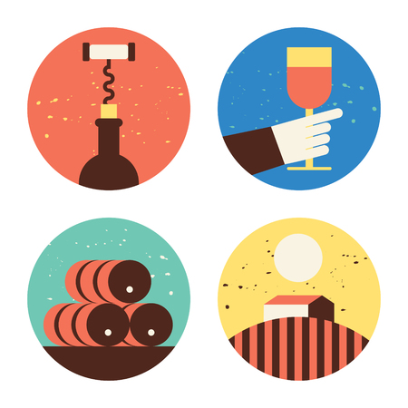 Vector illustration icon set of Wine, white backgroundのイラスト素材