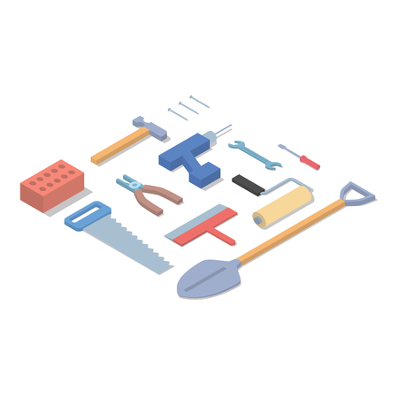 Tools isometric concept vector illustrationのイラスト素材