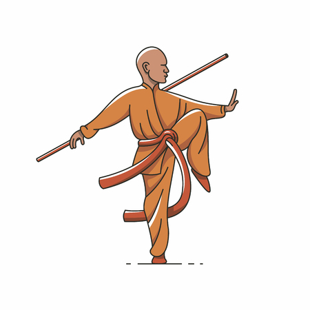 Qigong, Tai chi, vector outline illustration, white background.のイラスト素材