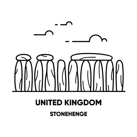 United Kingdom, Stonehenge travel illustration, flat iconのイラスト素材