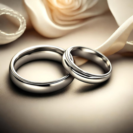 Wedding rings on the white background Close-up.の素材