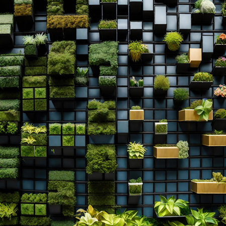 Collection of green plants in a square box AI Generatedの素材