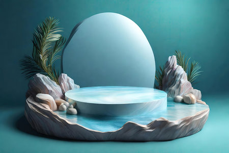 Beautiful stone podium for product presentation, AI Generatedの素材
