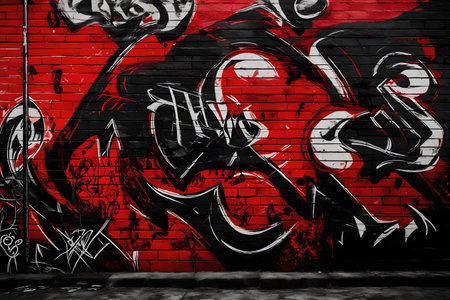 Graffiti on a brick wall. Grungy background image., AI Generatedの素材