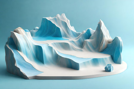 Podium with blue and white marble rocks, AI Generatedの素材