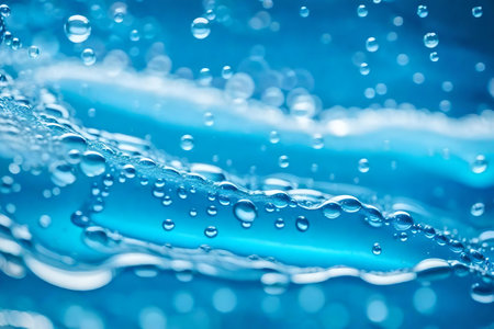 A background with a texture resembling pure, natural bubbles or an abstract blue water wave. Suitable for photographing hand soap or foaming gelの素材
