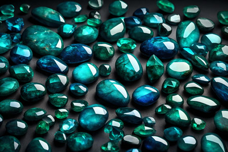 Blue stones and emeralds on backgroundの素材