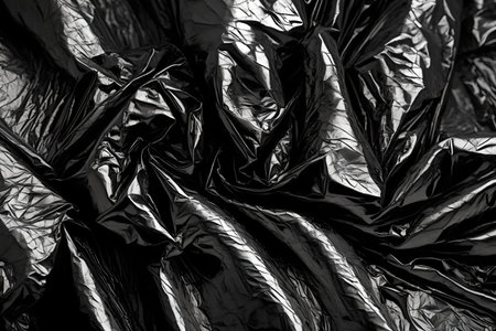 Black crumpled foil paperの素材