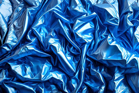 Blue crumpled foil paper textureの素材