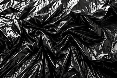 Texture of black crumpled foilの素材