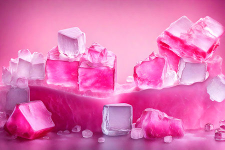 pink ice cubes compositionの素材