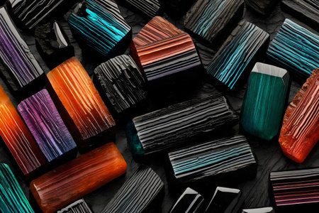 Colorful tourmaline stones backgroundの素材