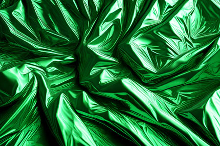 Green crumpled foil backgroundの素材
