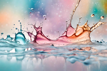 Pastel colored water splashの素材