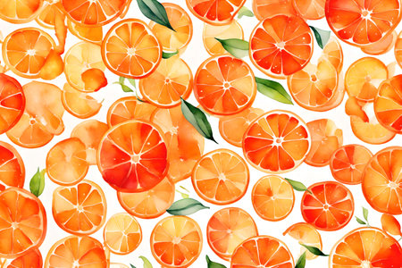 Watercolor style orange fruits backgroundの素材