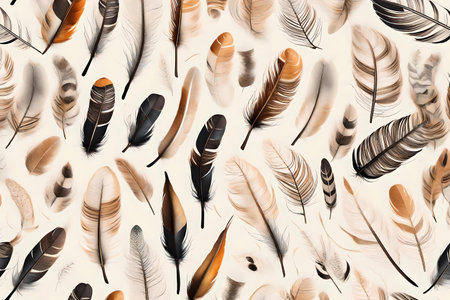 Feathers on white backgroundの素材