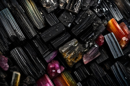 colorful black tourmaline macro textureの素材