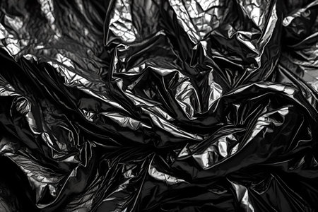 black crumpled foil macro textureの素材