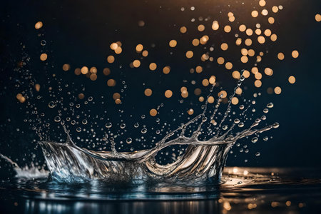 hyperrealistic water splash flat lay backgroundの素材