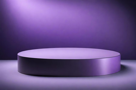 round gray podium close shot purple background studio with lucerne high qualityの素材
