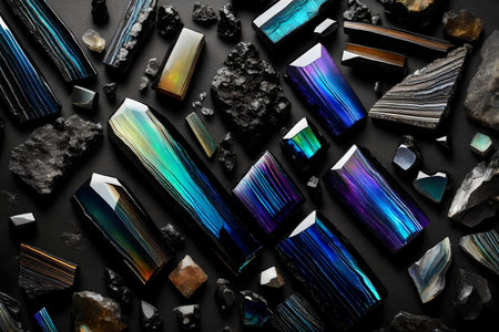 transient iridescent black tourmaline textureの素材