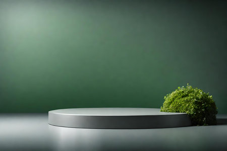 round green podium close shot gray background studio with lucerne high qualityの素材