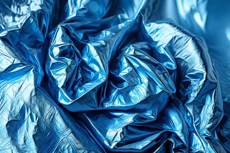 blue crumpled foil macro textureの素材
