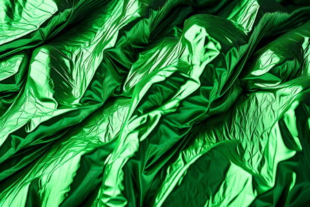 green crumpled foil macro textureの素材