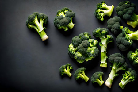 broccoli composition flat lay with free space for copy quartz background