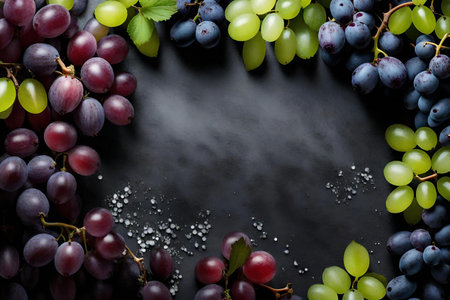 grape composition flat lay with free space for copy diamond backgroundの素材