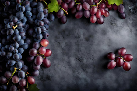 grape composition flat lay with free space for copy diamond backgroundの素材