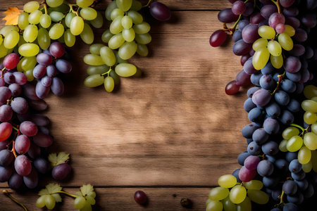grape composition flat lay with free space for copy desert backgroundの素材
