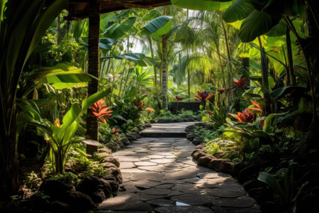 Leafy Paradise: A Tropical Oasis of Color and Tranquilityの素材