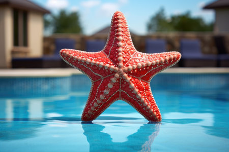 Patriotic Serenity: A Starfish's Poolside Retreatの素材
