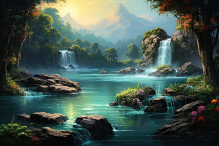 Serene Waters: A Tranquil Canvas for Product Presentationの素材