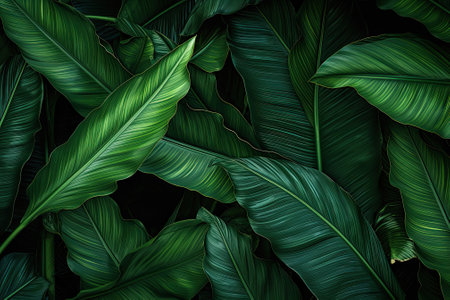 Serenity in Green: A Bird's Eye View of Tropical Palm Leavesの素材