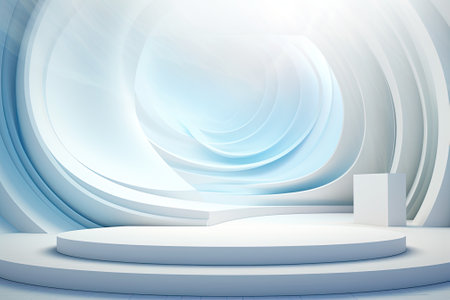 Ethereal Symphony: Abstract 3D Podium and Wall Scene as Mesmerizing Backgroundの素材